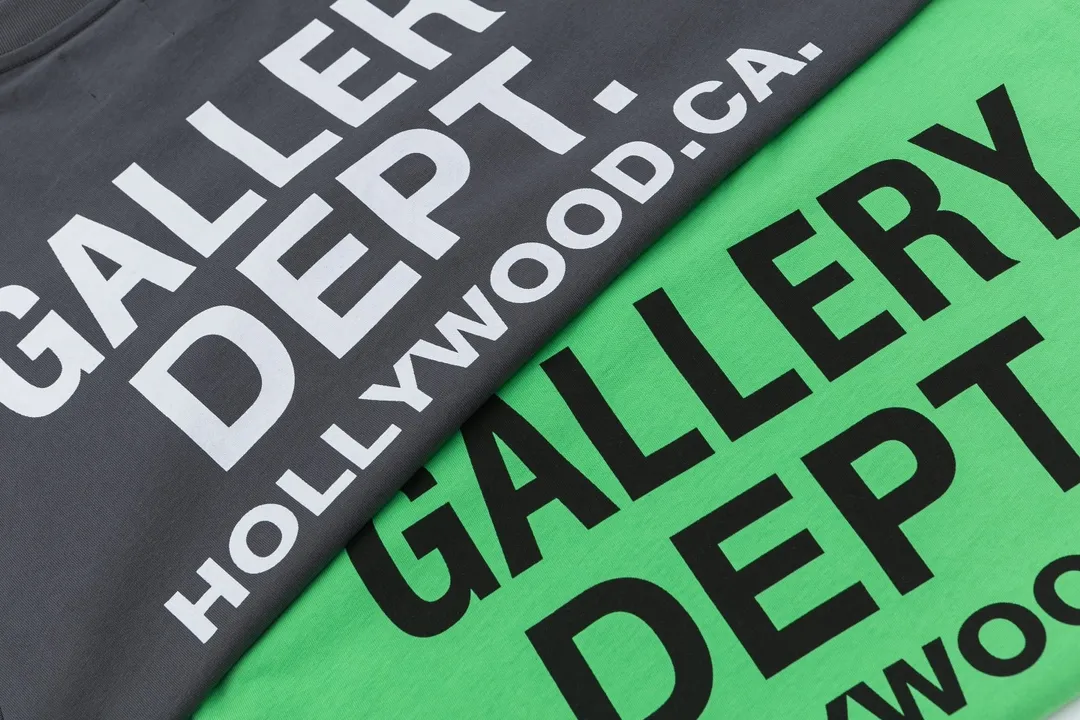 Model D126 Gallery dept European and American trendy brand washed printed T-shirt, same style for men and women, after washing and shaping, it does not change shape and does not pill, green, iron gray, S to XL, P106